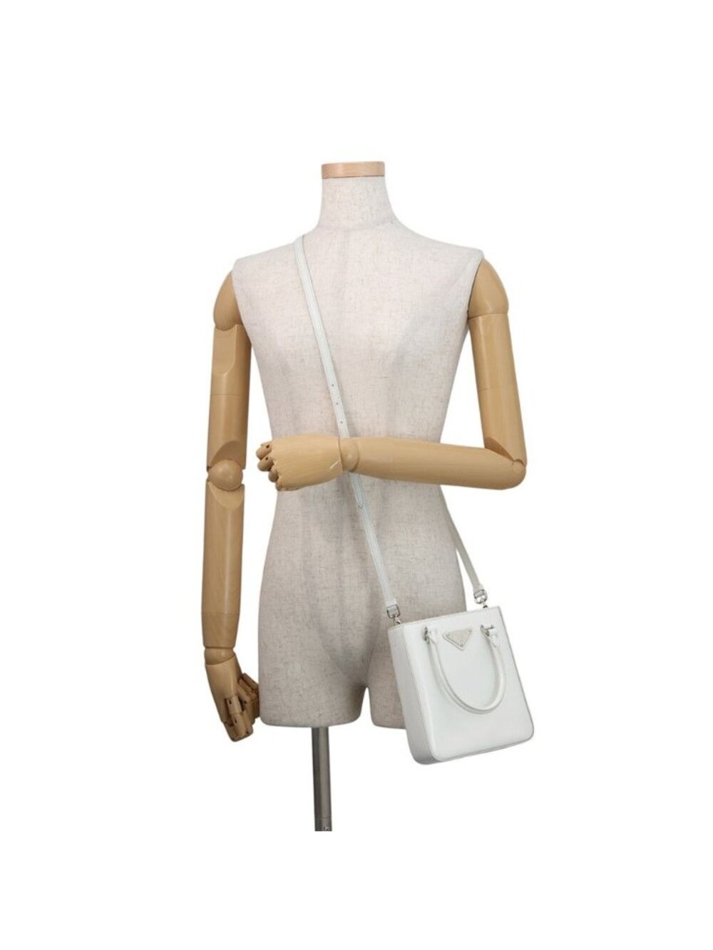 Prada Handbag Spazzolato Small Triangle Logo Leather 2-Way Shoulder White - Picture 5 of 10